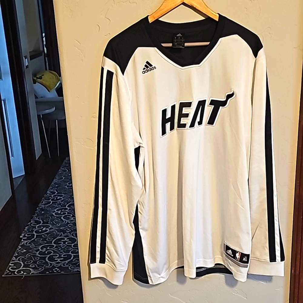 Rare Authentic Miami HEAT Pre-Game Long Sleeve Tee Jersey Player Version Wade